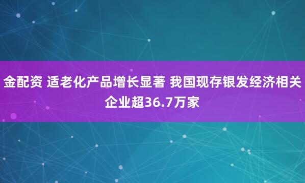 金配资 适老化产品增长显著 我国现存银发经济相关企业超36.7万家