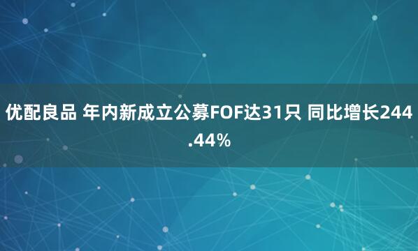 优配良品 年内新成立公募FOF达31只 同比增长244.44%